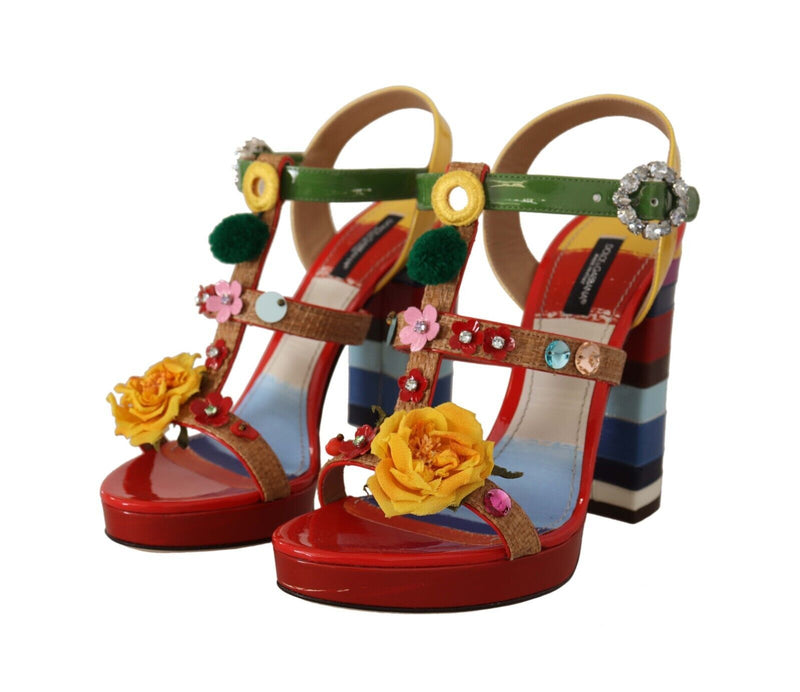 Multicolor Floral Ankle Strap Heels Dolce & Gabbana