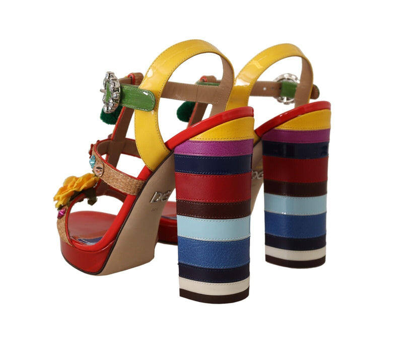 Multicolor Floral Ankle Strap Heels Dolce & Gabbana