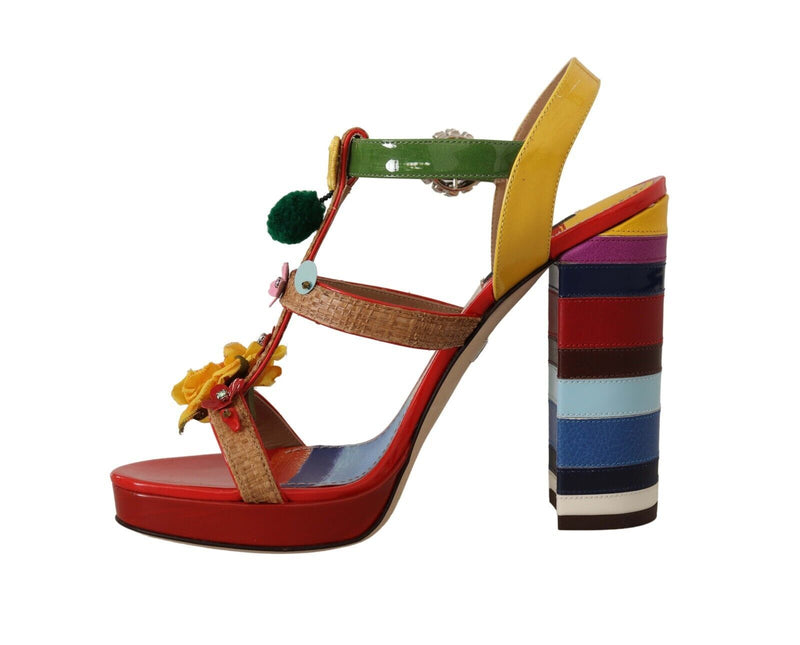 Multicolor Floral Ankle Strap Heels Dolce & Gabbana