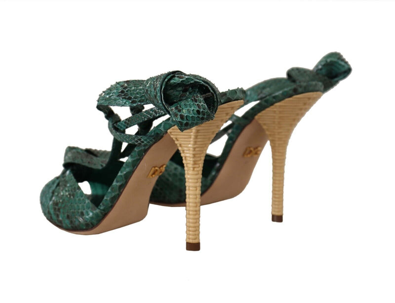 Emerald Exotic Leather Heeled Sandals Dolce & Gabbana