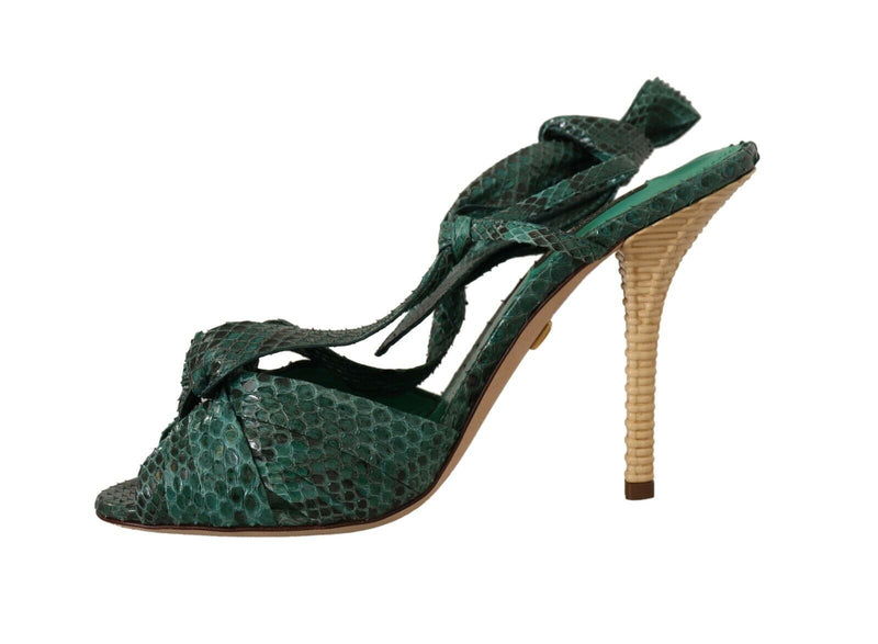 Emerald Exotic Leather Heeled Sandals Dolce & Gabbana