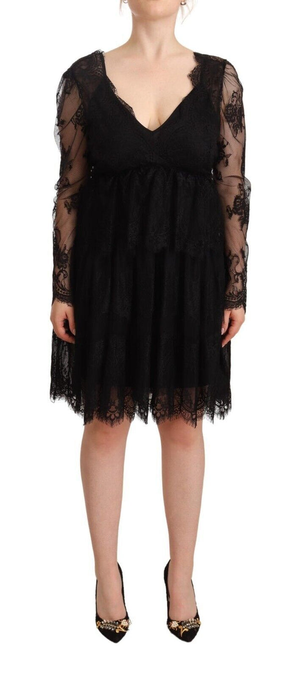 Elegant Floral Lace Long Sleeve Shift Dress Aniye By