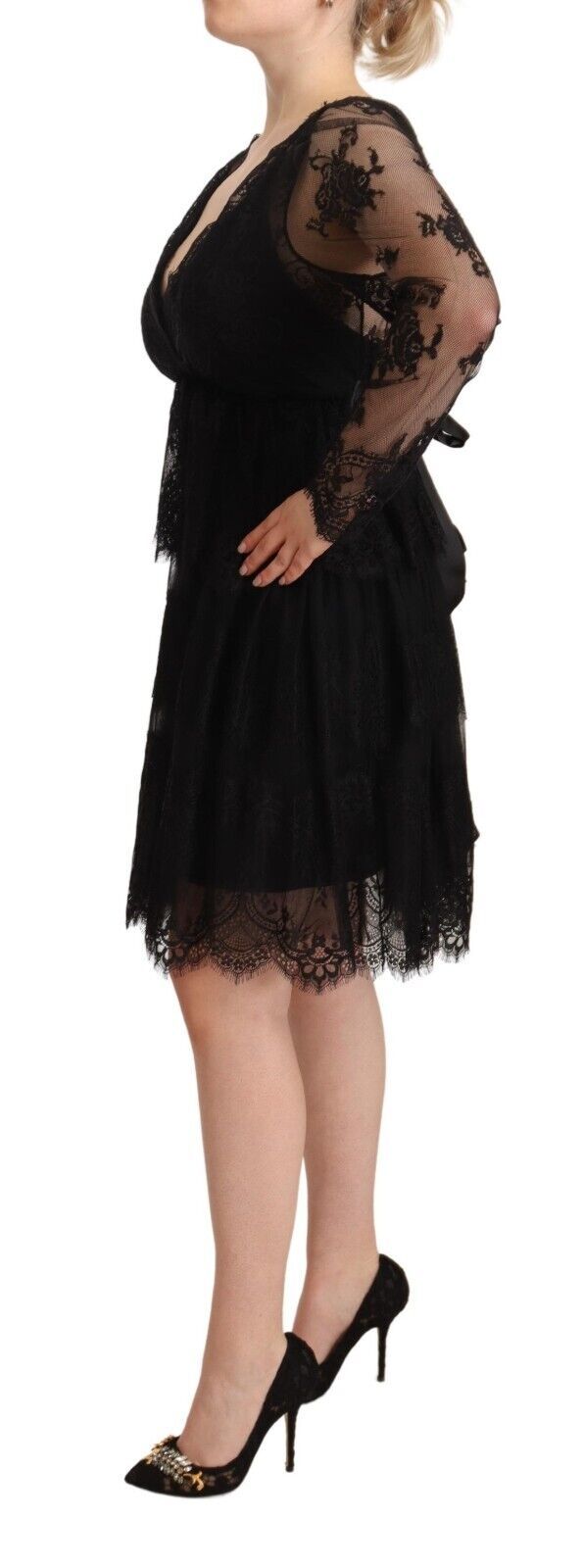 Elegant Floral Lace Long Sleeve Shift Dress Aniye By