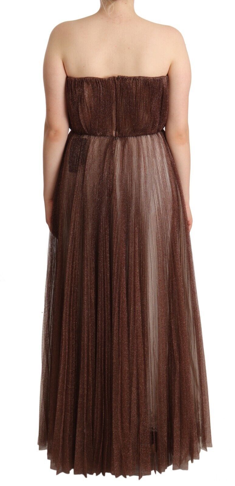 Elegant Metallic Bronze Long Gown Dolce & Gabbana