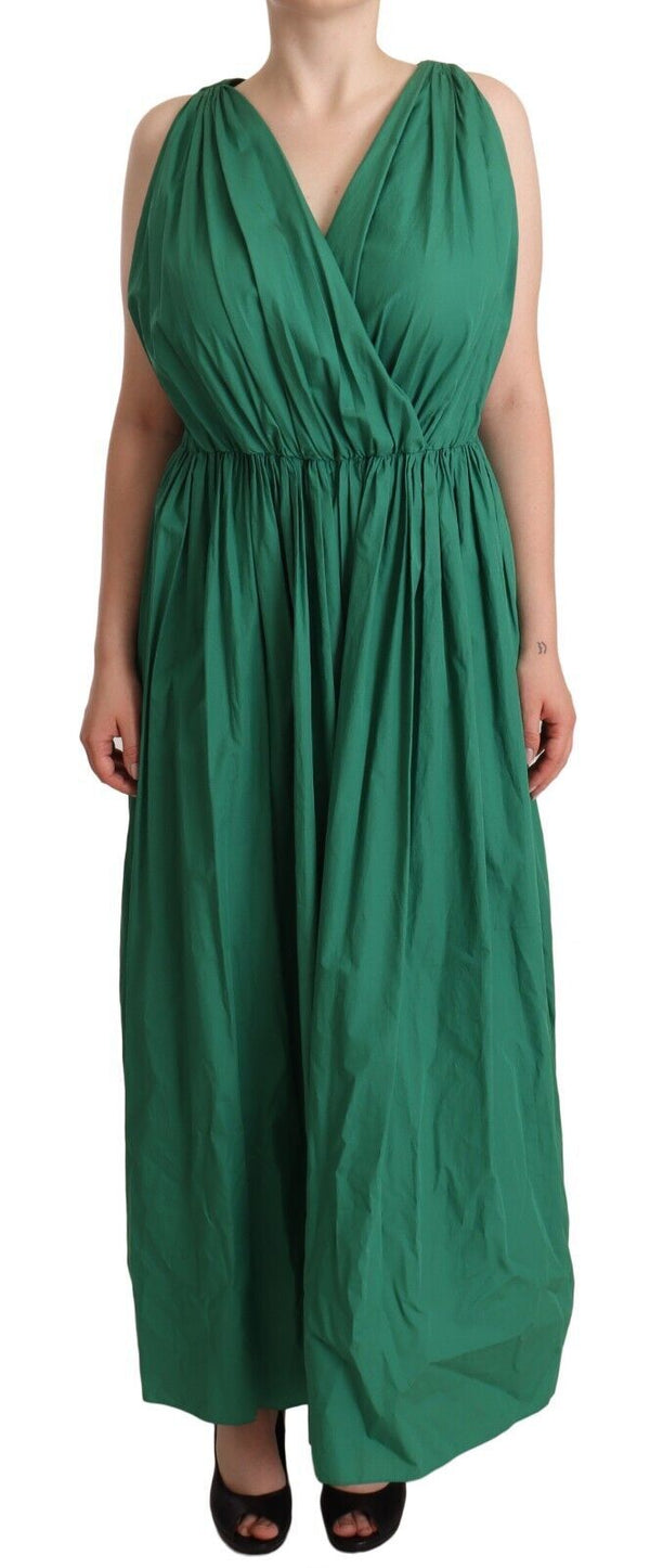 Elegant Deep Green Sleeveless A-Line Dress Dolce & Gabbana