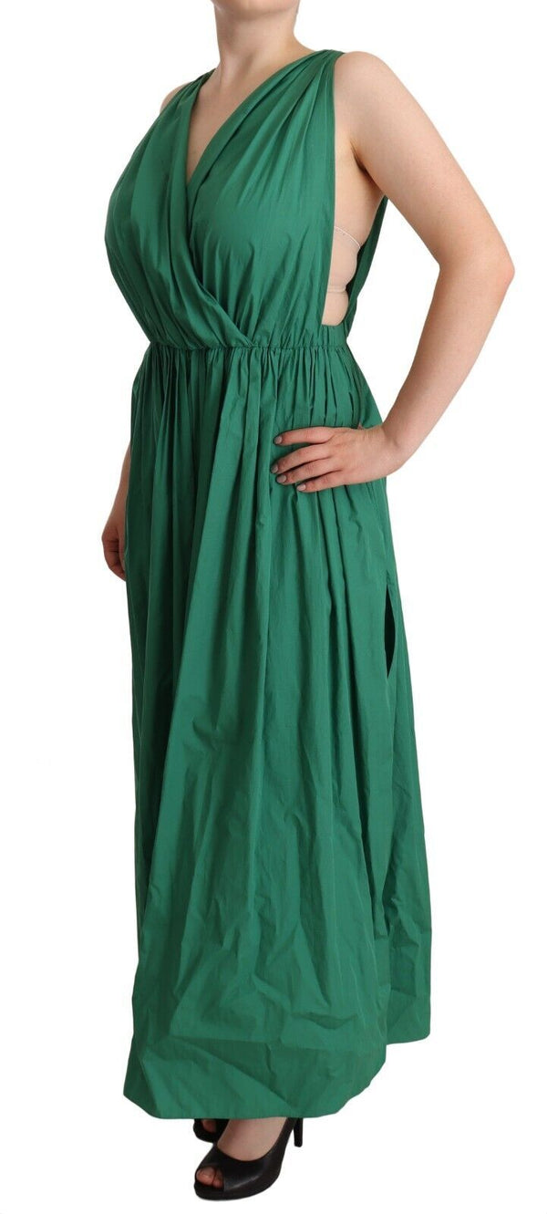 Elegant Deep Green Sleeveless A-Line Dress Dolce & Gabbana