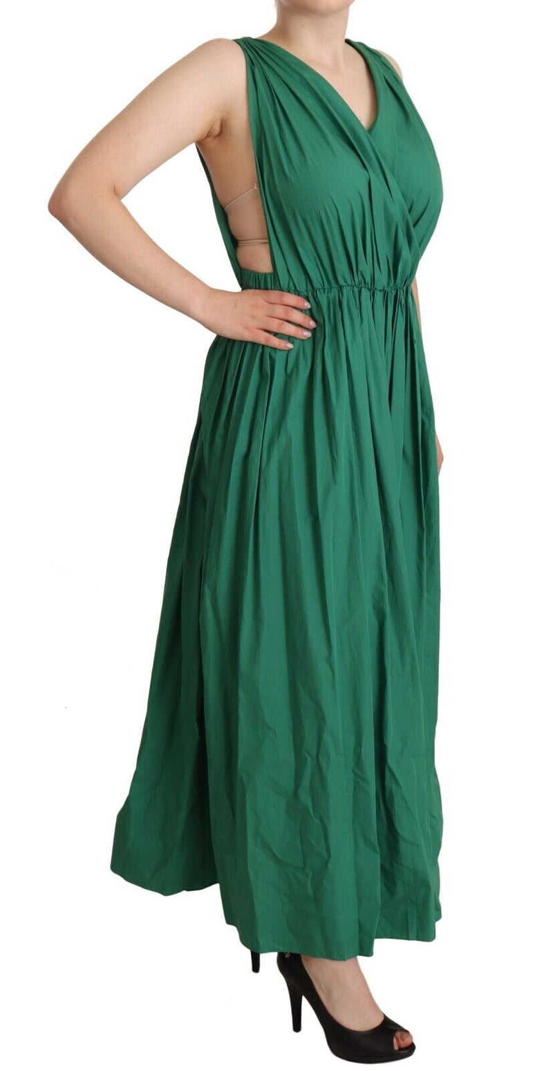 Elegant Deep Green Sleeveless A-Line Dress Dolce & Gabbana