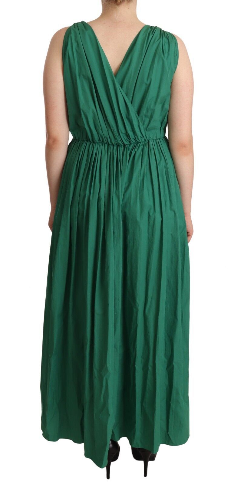 Elegant Deep Green Sleeveless A-Line Dress Dolce & Gabbana