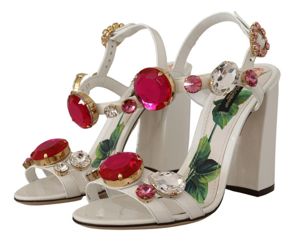 Keira Crystal-Embellished Ankle Strap Heels Dolce & Gabbana