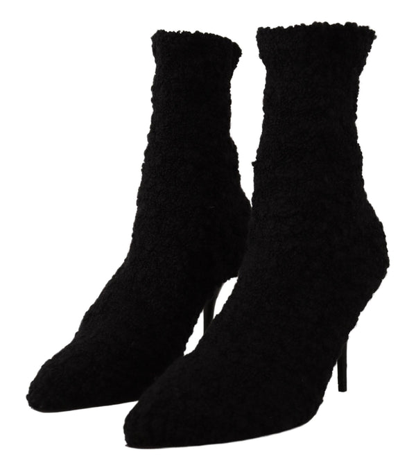 Elegant Black Mid-Calf Viscose Boots Dolce & Gabbana