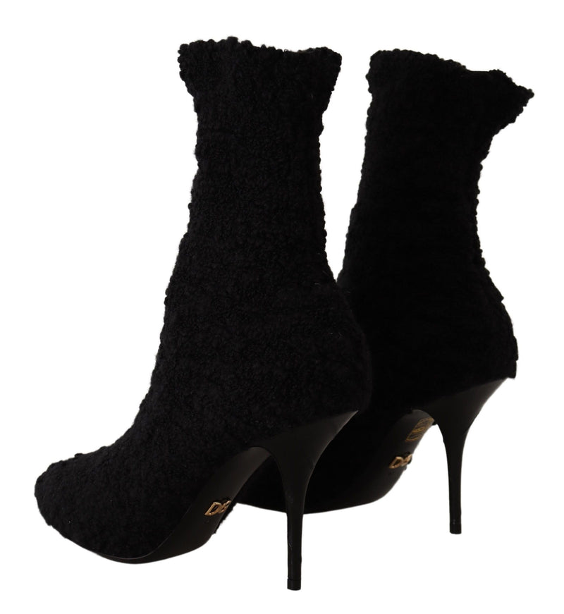 Elegant Black Mid-Calf Viscose Boots Dolce & Gabbana