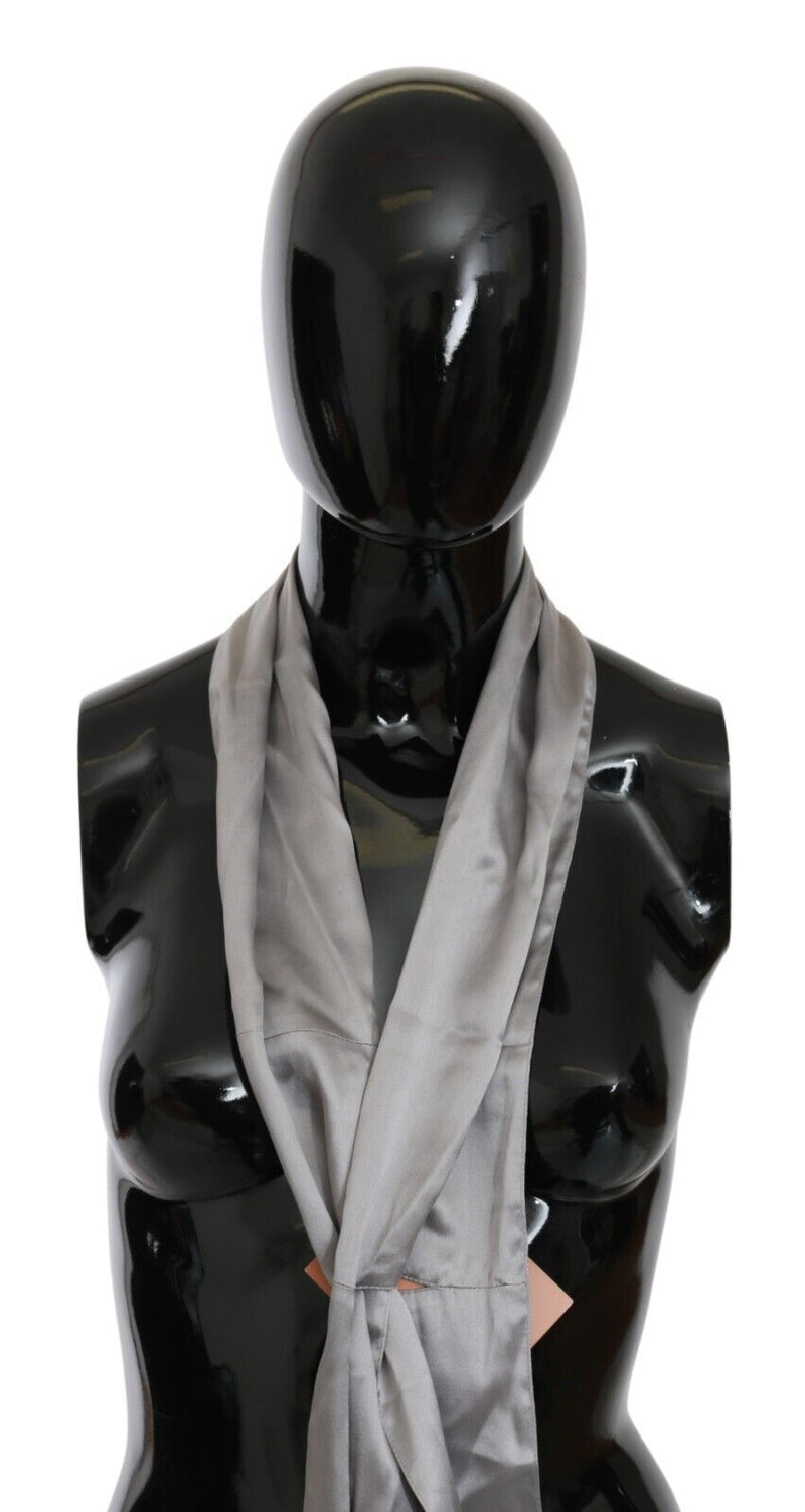 Sleek Silver Silk Neck Scarf for Men Ermanno Scervino