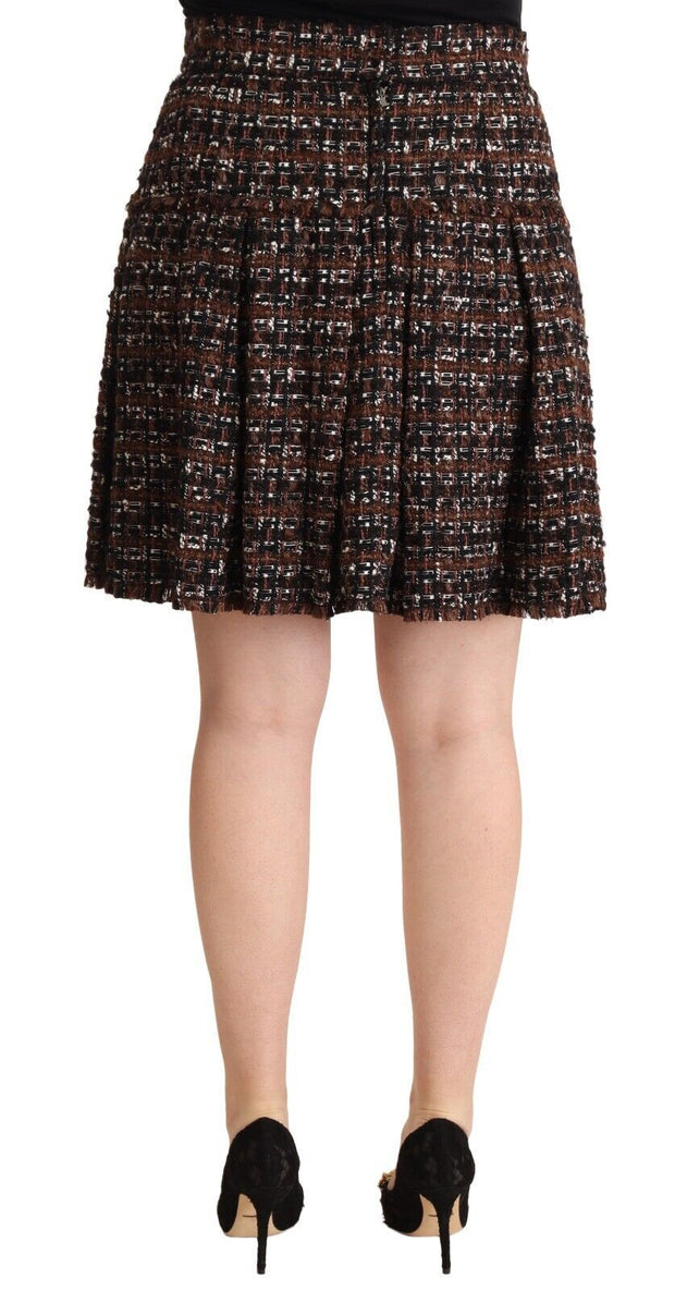 Chic Brown A-line Pleated Mini Skirt Dolce & Gabbana