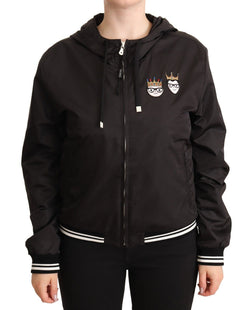 Elegant Black Bomber Jacket with Hood Dolce & Gabbana