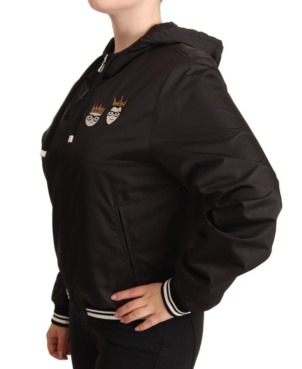 Elegant Black Bomber Jacket with Hood Dolce & Gabbana