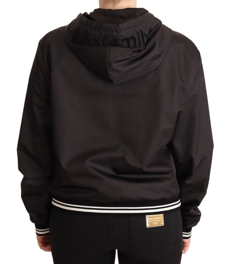 Elegant Black Bomber Jacket with Hood Dolce & Gabbana