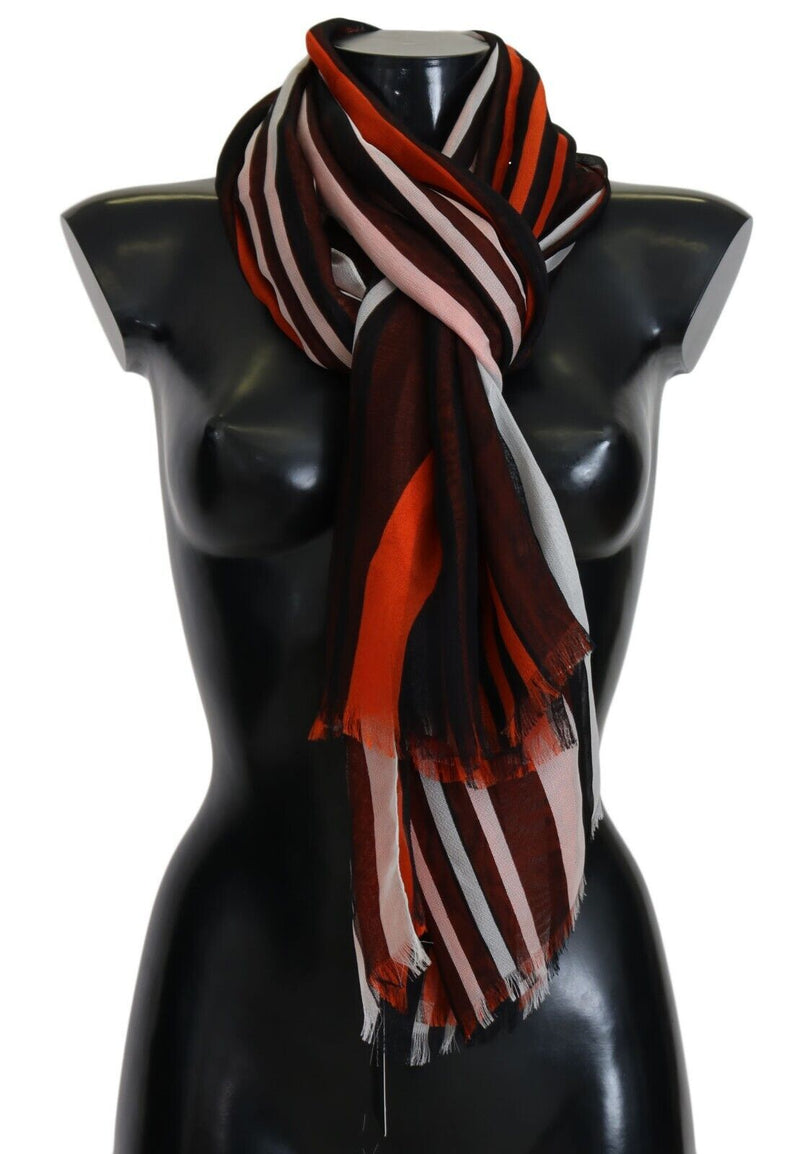 Elegant Multicolor Silk Fringed Scarf Dolce & Gabbana