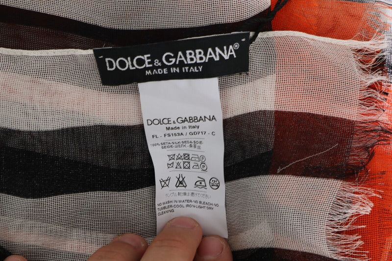 Elegant Multicolor Silk Fringed Scarf Dolce & Gabbana