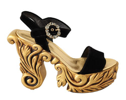 Baroque Velvet Heels in Black and Gold Dolce & Gabbana