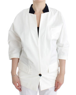 Chic White Cotton Blend Blazer Andrea Pompilio