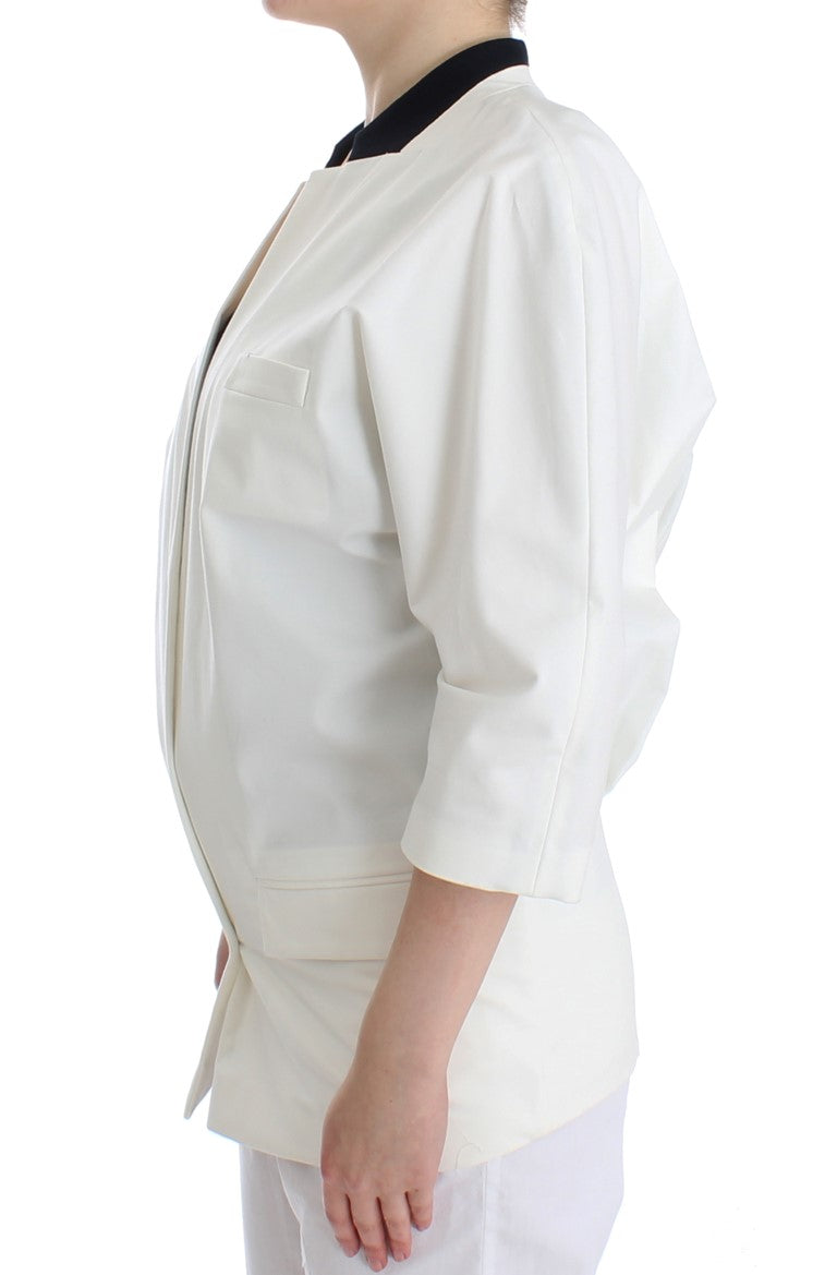 Chic White Cotton Blend Blazer Andrea Pompilio