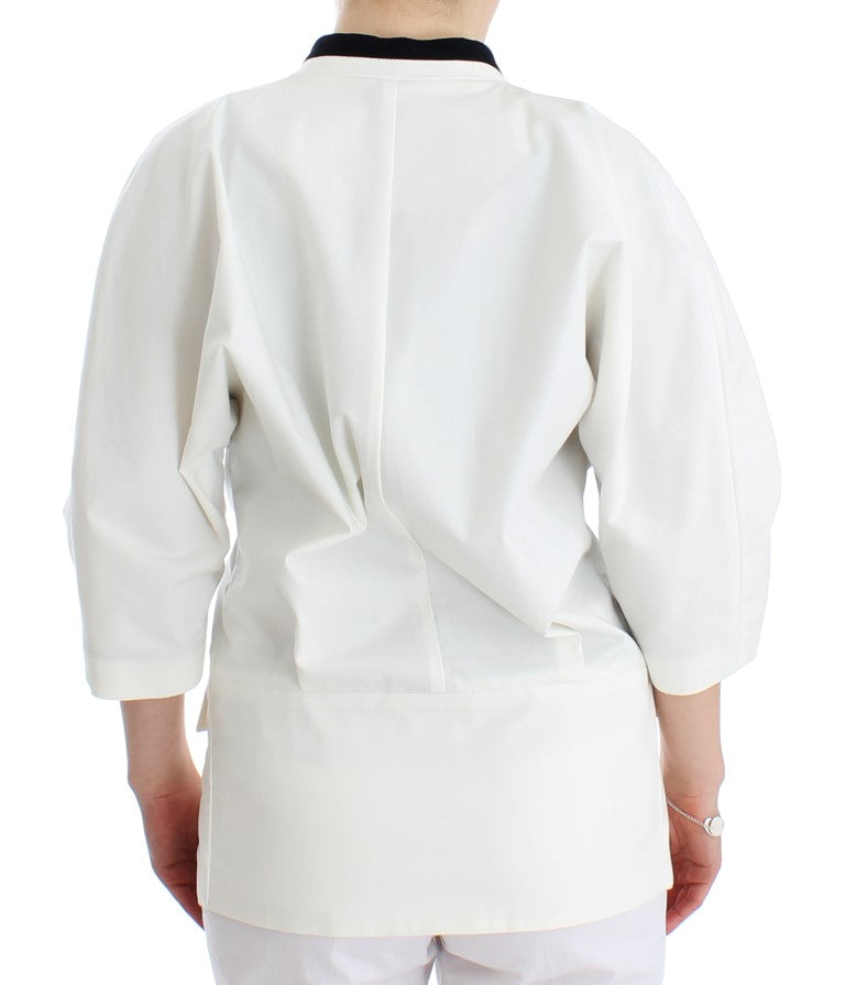 Chic White Cotton Blend Blazer Andrea Pompilio