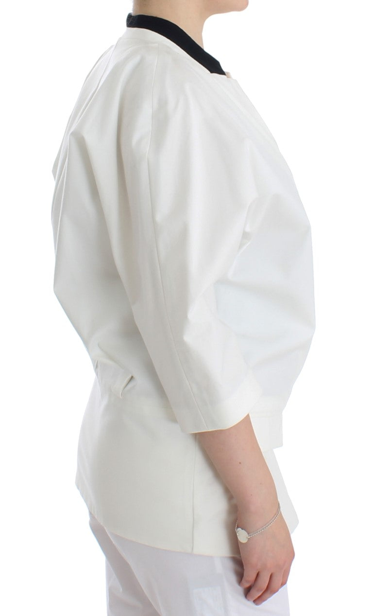 Chic White Cotton Blend Blazer Andrea Pompilio