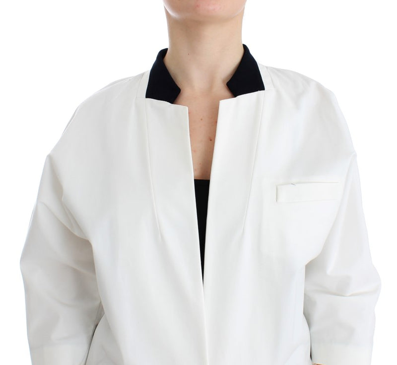 Chic White Cotton Blend Blazer Andrea Pompilio