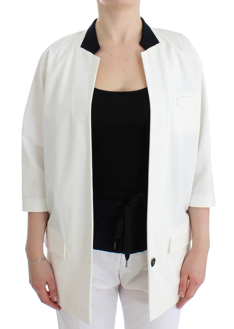 Chic White Cotton Blend Blazer Andrea Pompilio