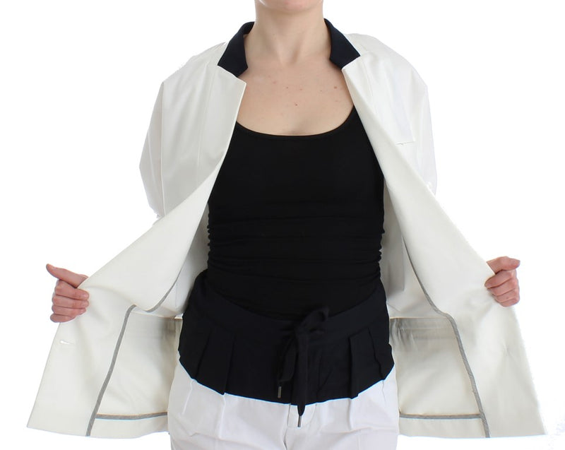 Chic White Cotton Blend Blazer Andrea Pompilio