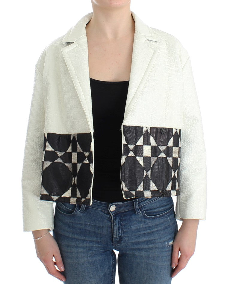 Exclusive Black & White Leather Jacket Andrea Pompilio