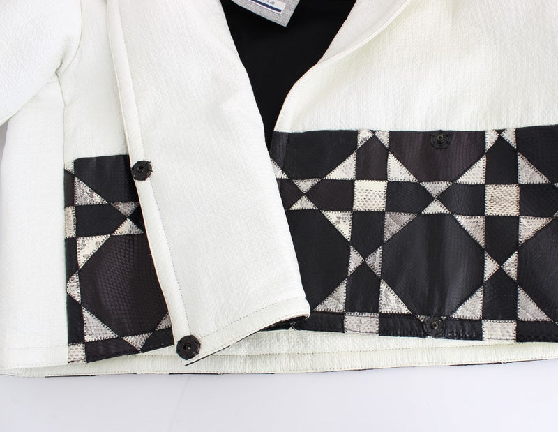 Exclusive Black & White Leather Jacket Andrea Pompilio