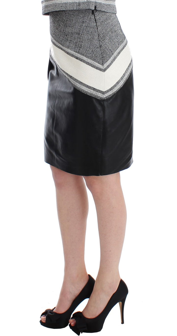 Elegant Leather Liza Skirt in Black and Gray Sachin & Babi