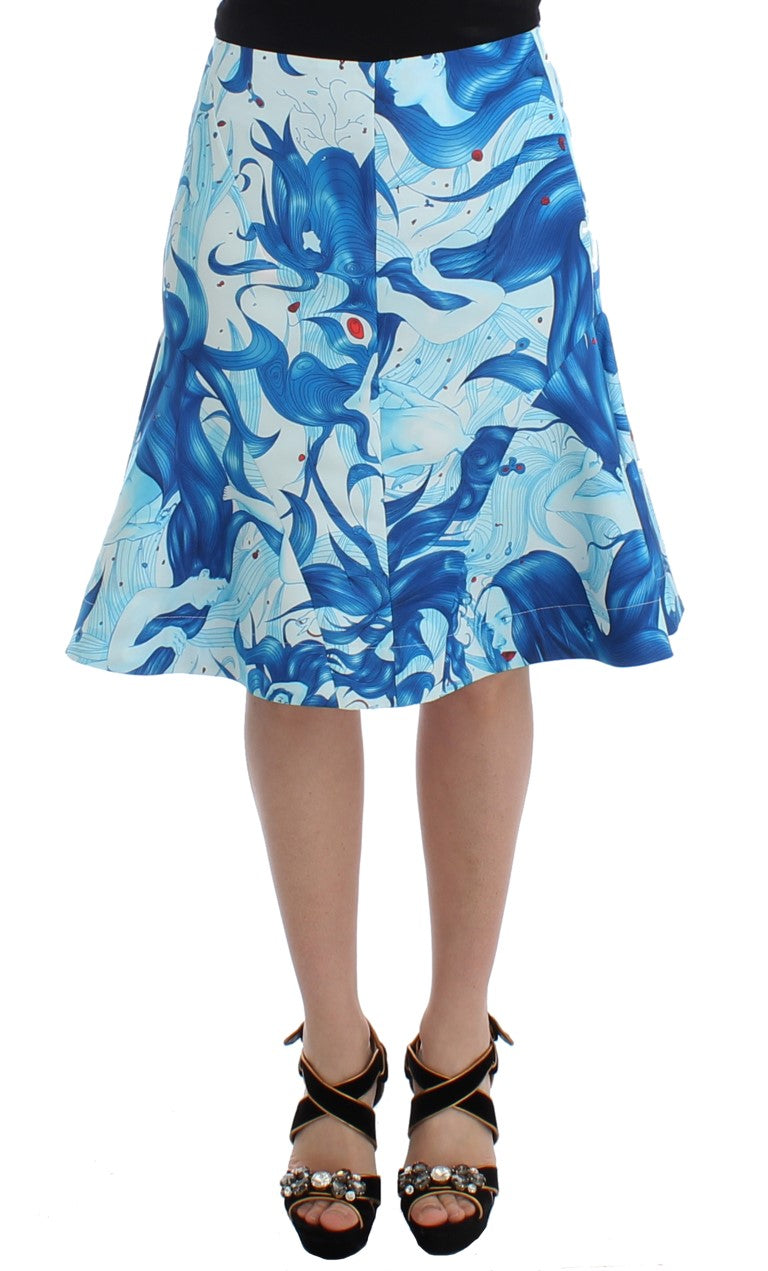 Elegant Fresco-Print Knee-Length Skirt Koonhor