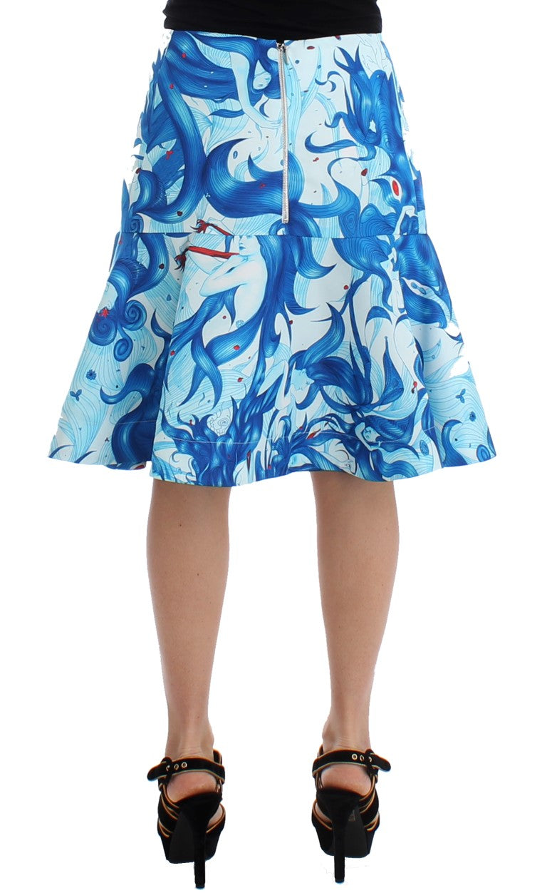 Elegant Fresco-Print Knee-Length Skirt Koonhor