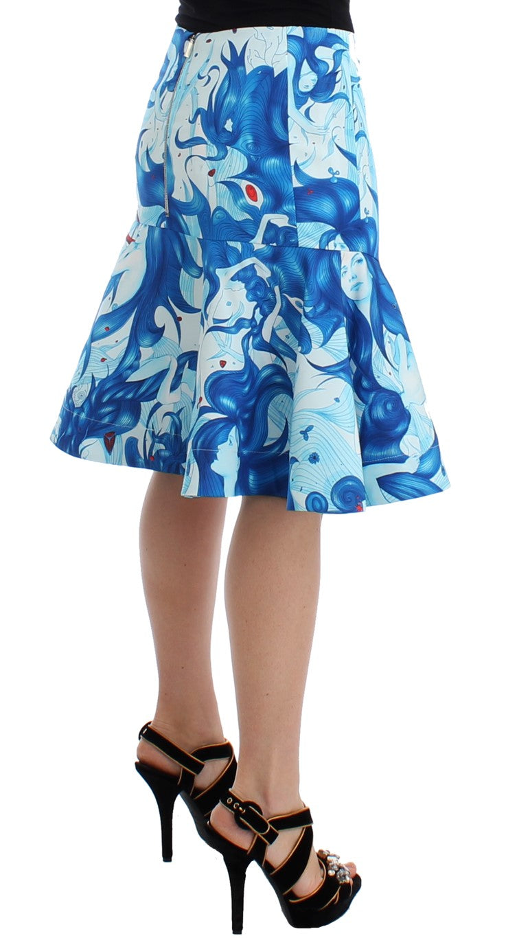 Elegant Fresco-Print Knee-Length Skirt Koonhor