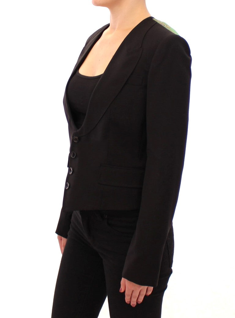 Elegant Silk-Blend Black Blazer with Scarf Back Detail Dolce & Gabbana