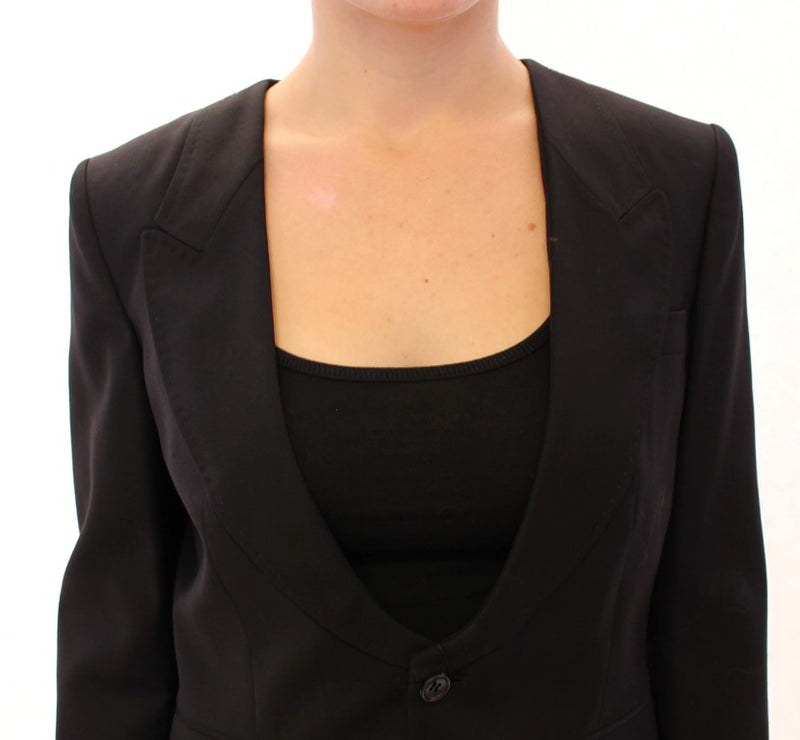 Elegant Silk-Blend Black Blazer with Scarf Back Detail Dolce & Gabbana