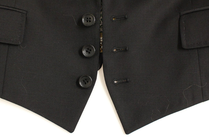 Elegant Silk-Blend Black Blazer with Scarf Back Detail Dolce & Gabbana