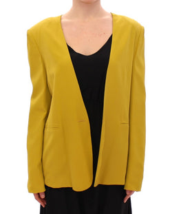 Elegant Mustard Silk Blend Jacket Lamberto Petri