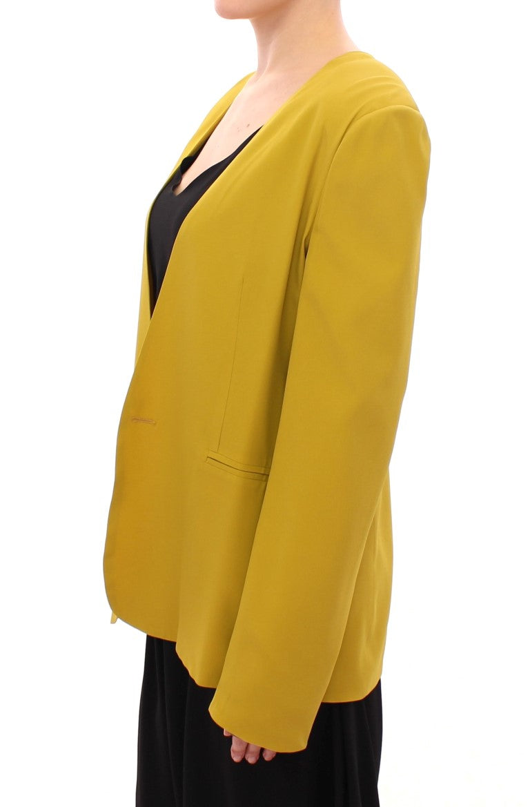 Elegant Mustard Silk Blend Jacket Lamberto Petri