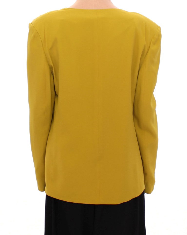 Elegant Mustard Silk Blend Jacket Lamberto Petri