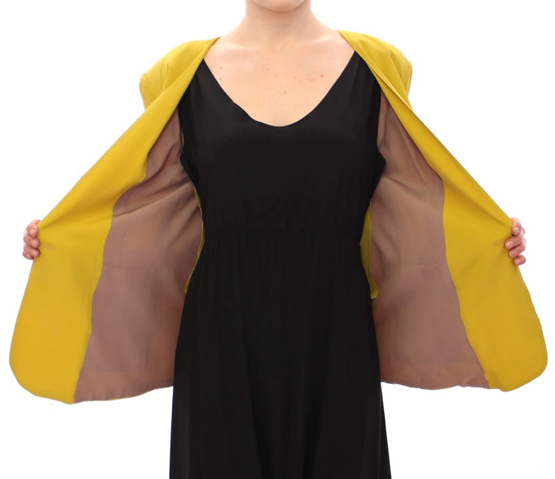 Elegant Mustard Silk Blend Jacket Lamberto Petri