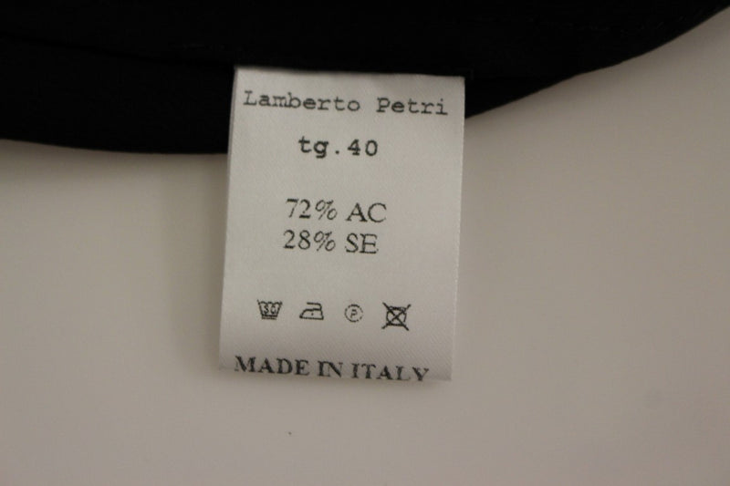 Elegant Silk Blend Shift Dress in Black and Yellow Lamberto Petri