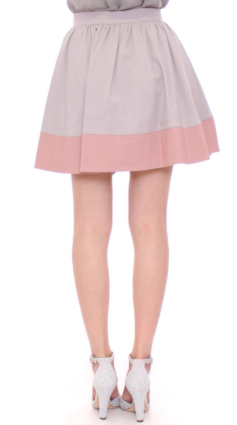 Sleek Pleated Mini Skirt in Pink and Gray Comeforbreakfast