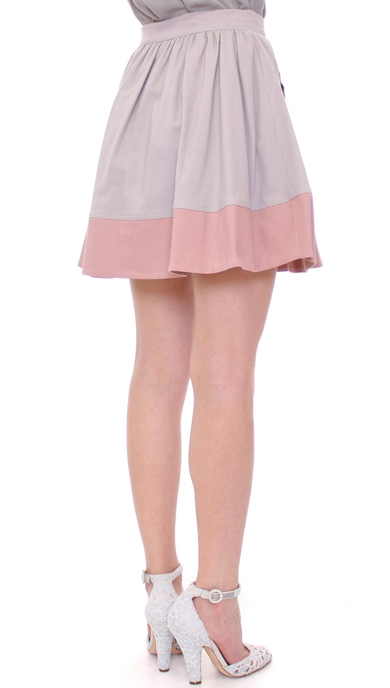 Sleek Pleated Mini Skirt in Pink and Gray Comeforbreakfast