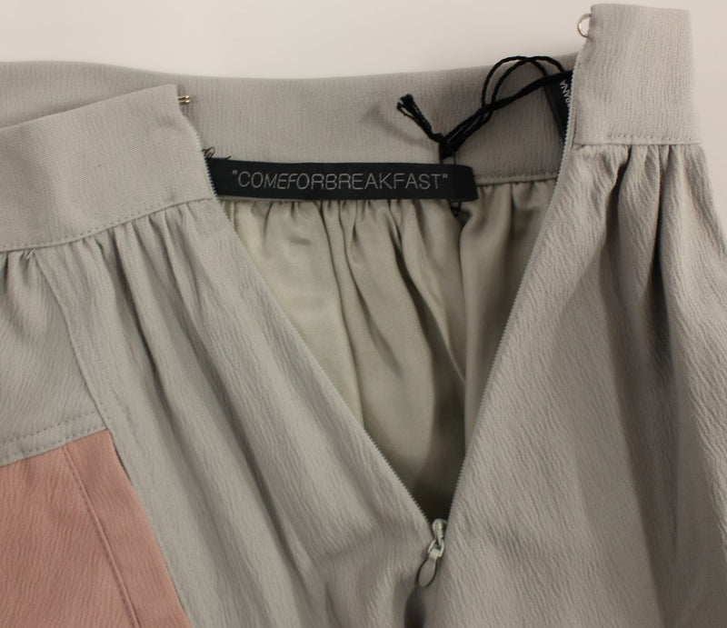 Sleek Pleated Mini Skirt in Pink and Gray Comeforbreakfast