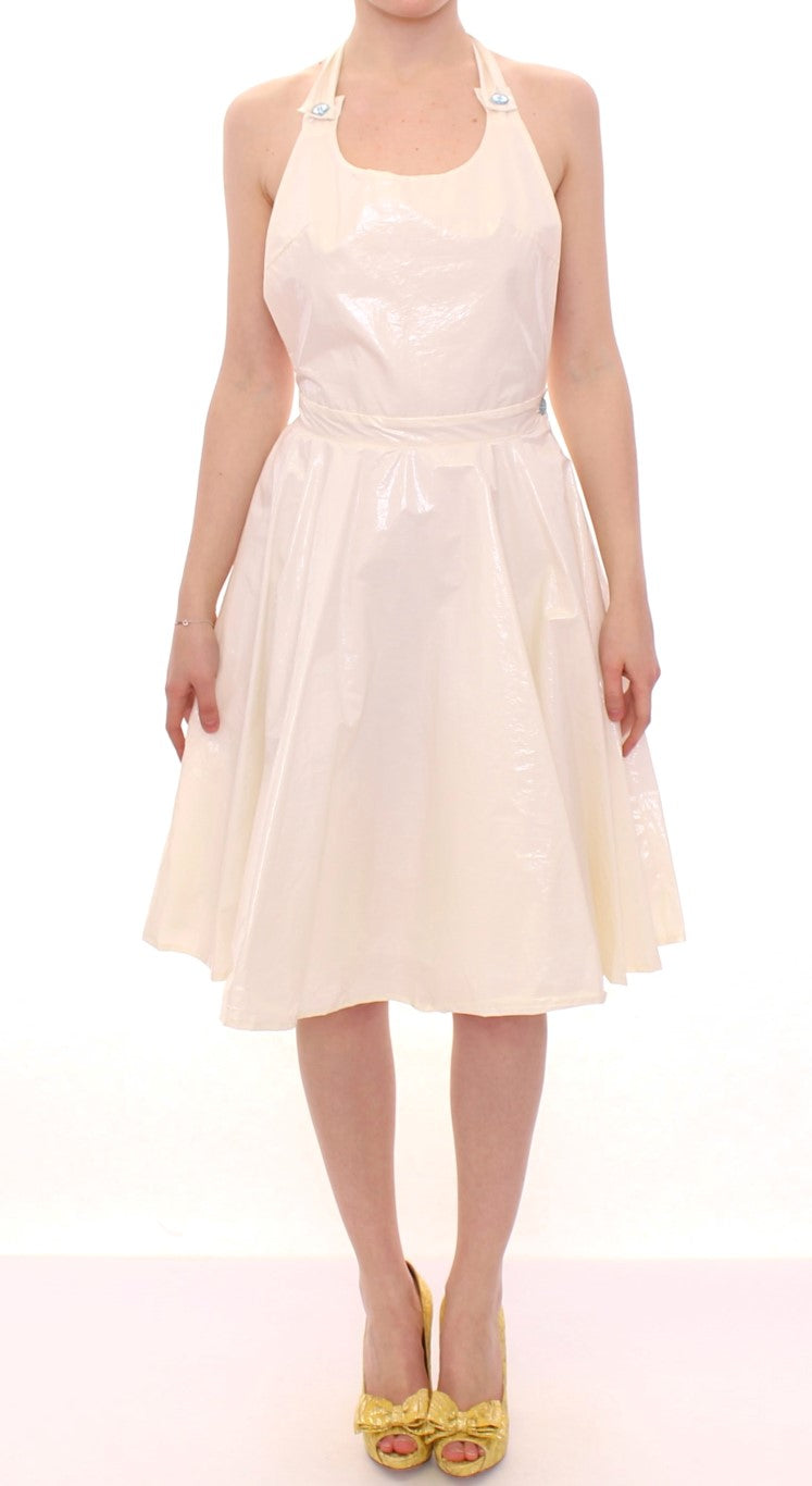 Elegant White Tea Halterneck Dress Licia Florio