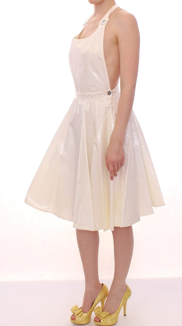 Elegant White Tea Halterneck Dress Licia Florio