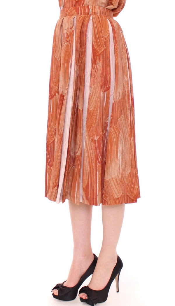 Orange Brown Below-Knee Chic Skirt Licia Florio